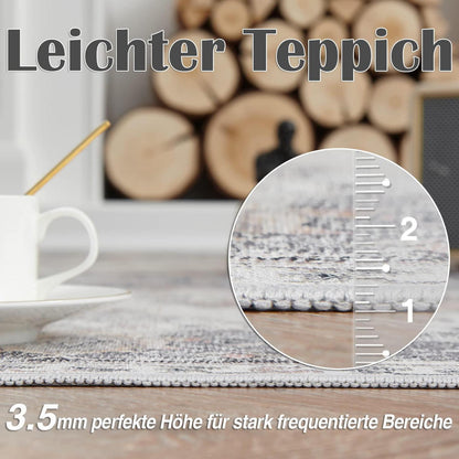 Vintage Küchenläufer Grau 60x180 cm – Waschbarer Teppich