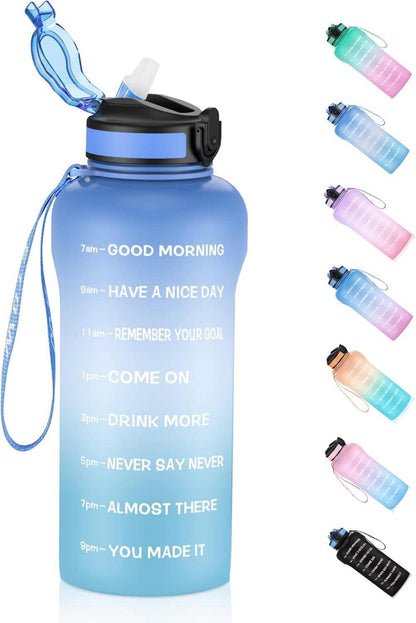 ETDW Trinkflasche Sport 2l Strohhalm BPA-frei auslaufsicher
