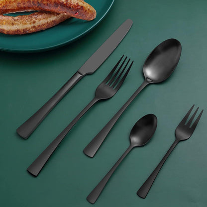 Besteckset 60 Teile für 12 Personen, Edelstahl Schwarz Matt