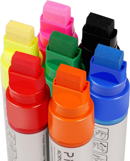 Acryl-Marker Set Keilspitze 15mm - Neonfarben x7 - Wasserfest