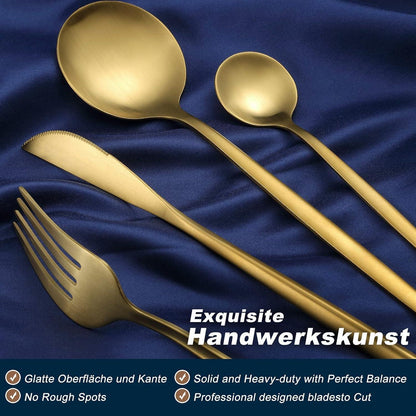 Besteckset Gold Matt 60 Teile für 12 Personen Edelstahl