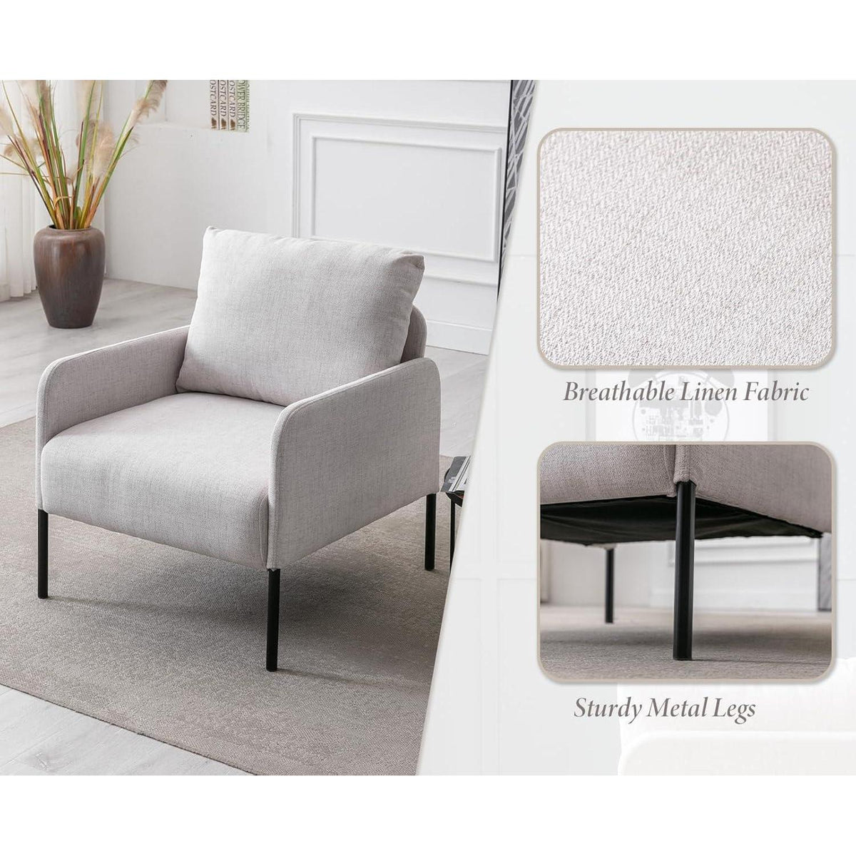 Loungesessel Leinen – Bequemer Polstersessel für Wohnzimmer & Schlafzimmer