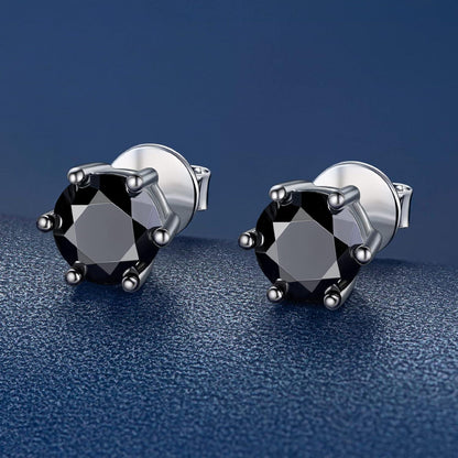 Schwarze Moissanite Ohrstecker 2 Karat 925 Sterling Silber