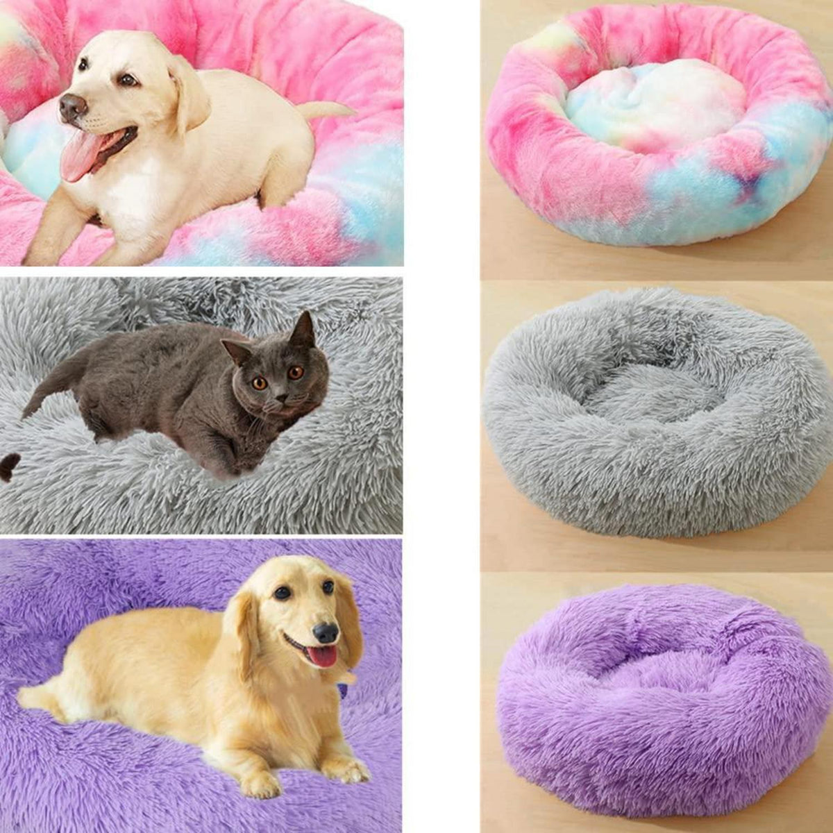 Flauschiges Hundebett Donut – Dunkelgrau, 100cm