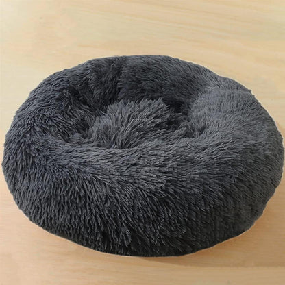 Flauschiges Hundebett Rund 90cm Dunkelgrau