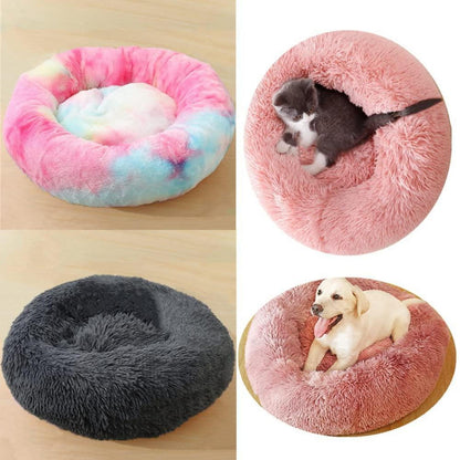 Flauschiges Hundebett Rund 90cm Dunkelgrau