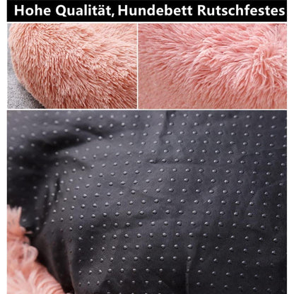 Flauschiges Hundebett Rund 90cm Dunkelgrau