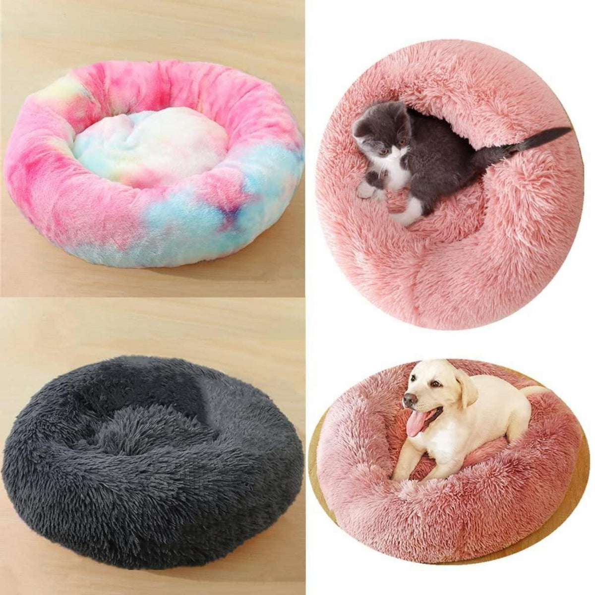 Flauschiges Hundebett Rund 100cm Kaffee – Waschbar & Rutschfest