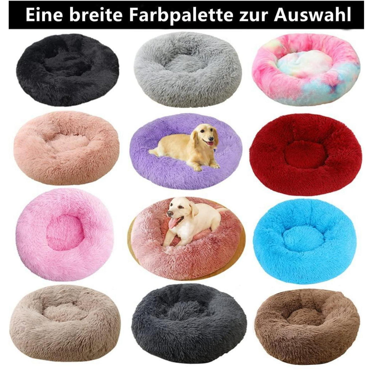 Flauschiges Hundebett Rund 100cm Kaffee – Waschbar & Rutschfest
