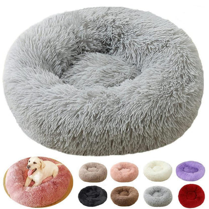 Flauschiges Hundebett Donut – Hellgrau, 100cm