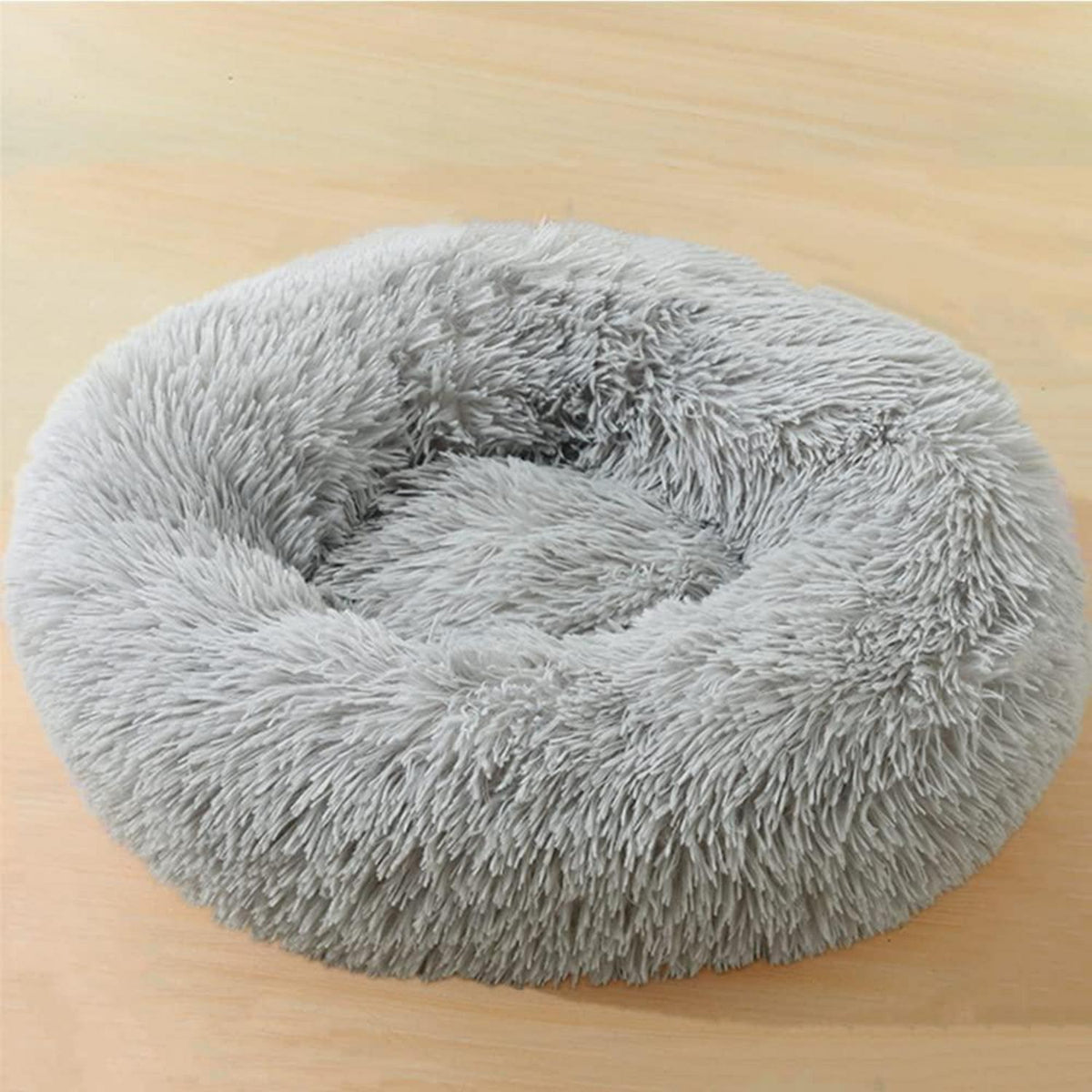 Flauschiges Hundebett Donut – Hellgrau, 100cm