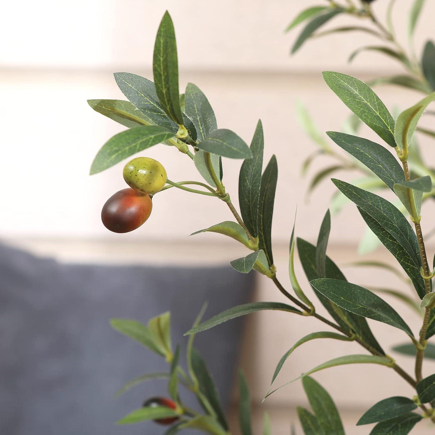 Künstlicher Olivenbaum 120cm mit Naturholzstamm und