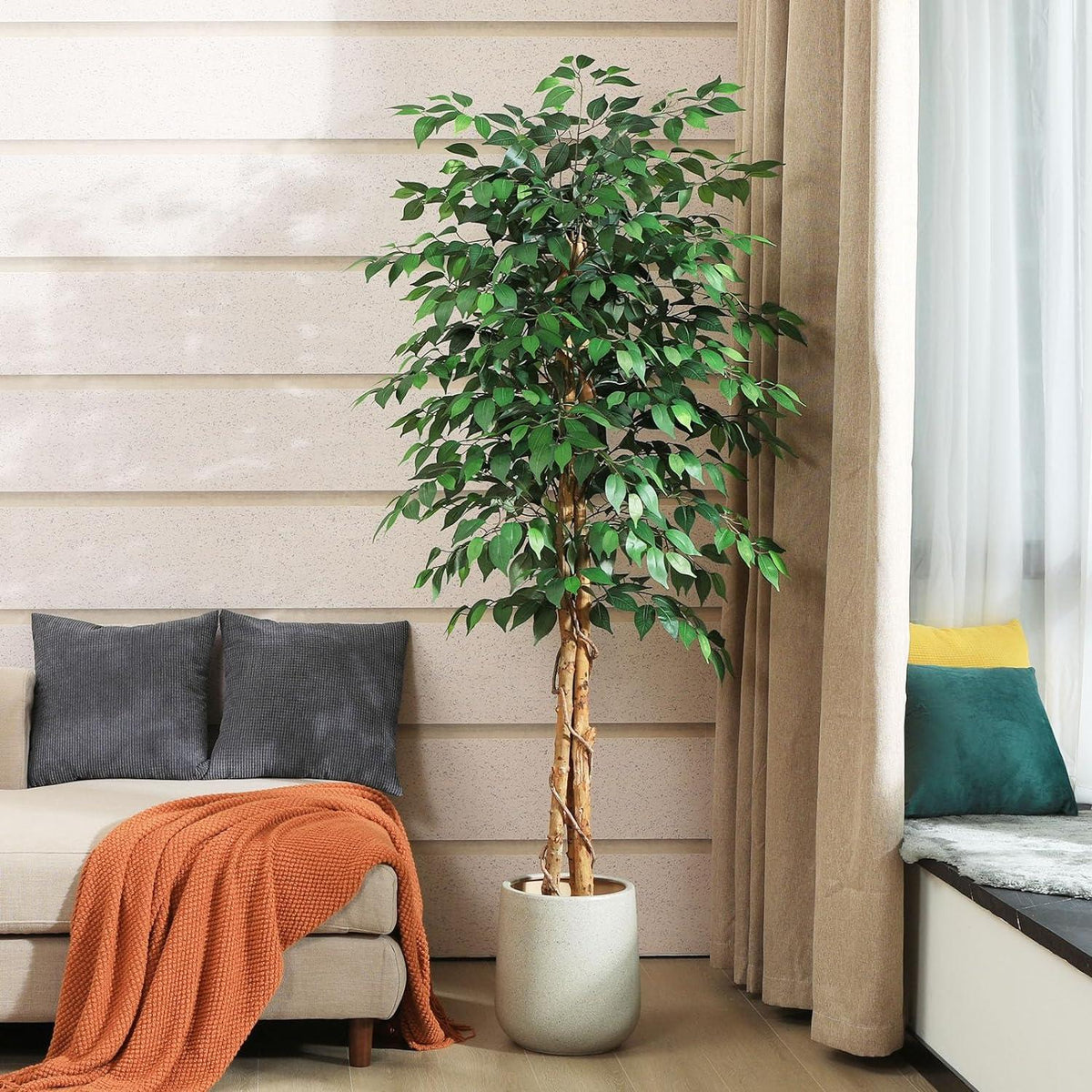 Künstlicher Ficusbaum 180 cm - Große Kunstpflanze für Innen Außen
