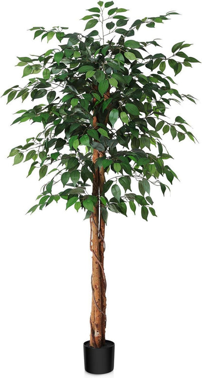 Kunstpflanze Ficusbaum Naturholz Stamm 150 cm