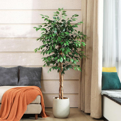 Kunstpflanze Ficusbaum Naturholz Stamm 150 cm