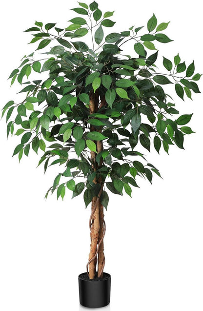 Kunstpflanze Ficusbaum 120 cm groß mit Naturholzstamm
