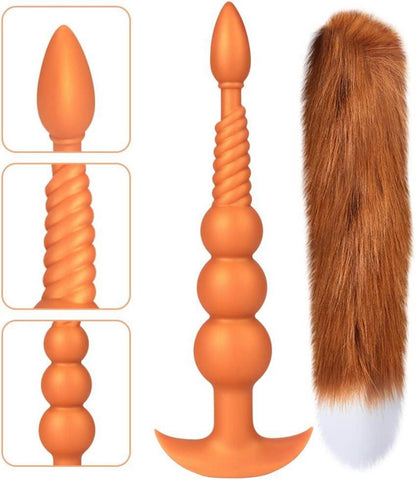 Anal Butt Plug mit Fuchsschwanz Flüssiges Silikon BDSM