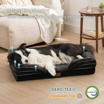 Orthopädisches Hundebett L 89x63 cm, Ergonomisches Hundesofa Schwarz