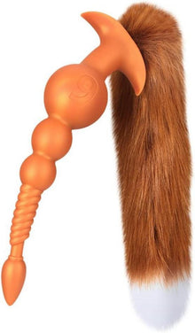 Anal Butt Plug mit Fuchsschwanz, Flüssiges Silikon, Analkette, Erotik