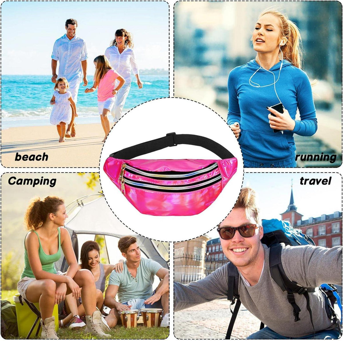 Heyu-Lotus Bauchtasche Damen Sport Wasserdicht Hüfttasche Stauraum Verstellbarer Gurt