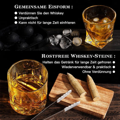 Whiskyset mit 2 Whiskeygläser 6 Steine Geschenk für Papa