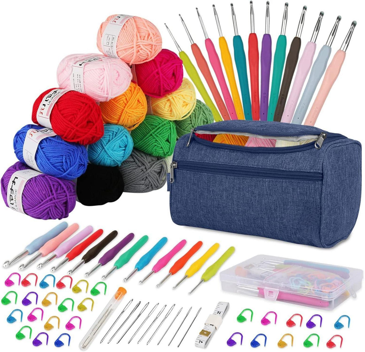 Häkelnadel Set 90 Stück Häkelset 15Pcsx25g Häkelgarn Ergonomische