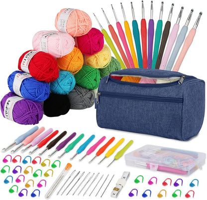Häkelnadel Set 90 Stück Häkelset 15Pcsx25g Häkelgarn Ergonomische