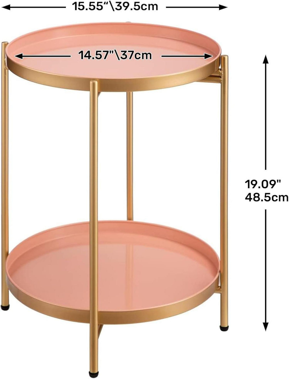 Beistelltisch Rund Gold Metall 2 Ebenen Couchtisch Sofa Schlafzimmer
