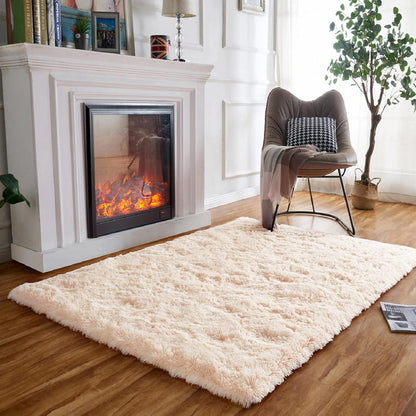 Rutschfester Beiger Teppich Flauschig 140x200 cm Waschbar