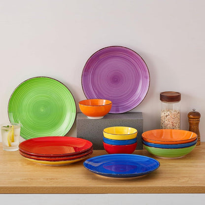Salatteller-Set 6er Bonbon Dessertteller Steingut Mikrowelle