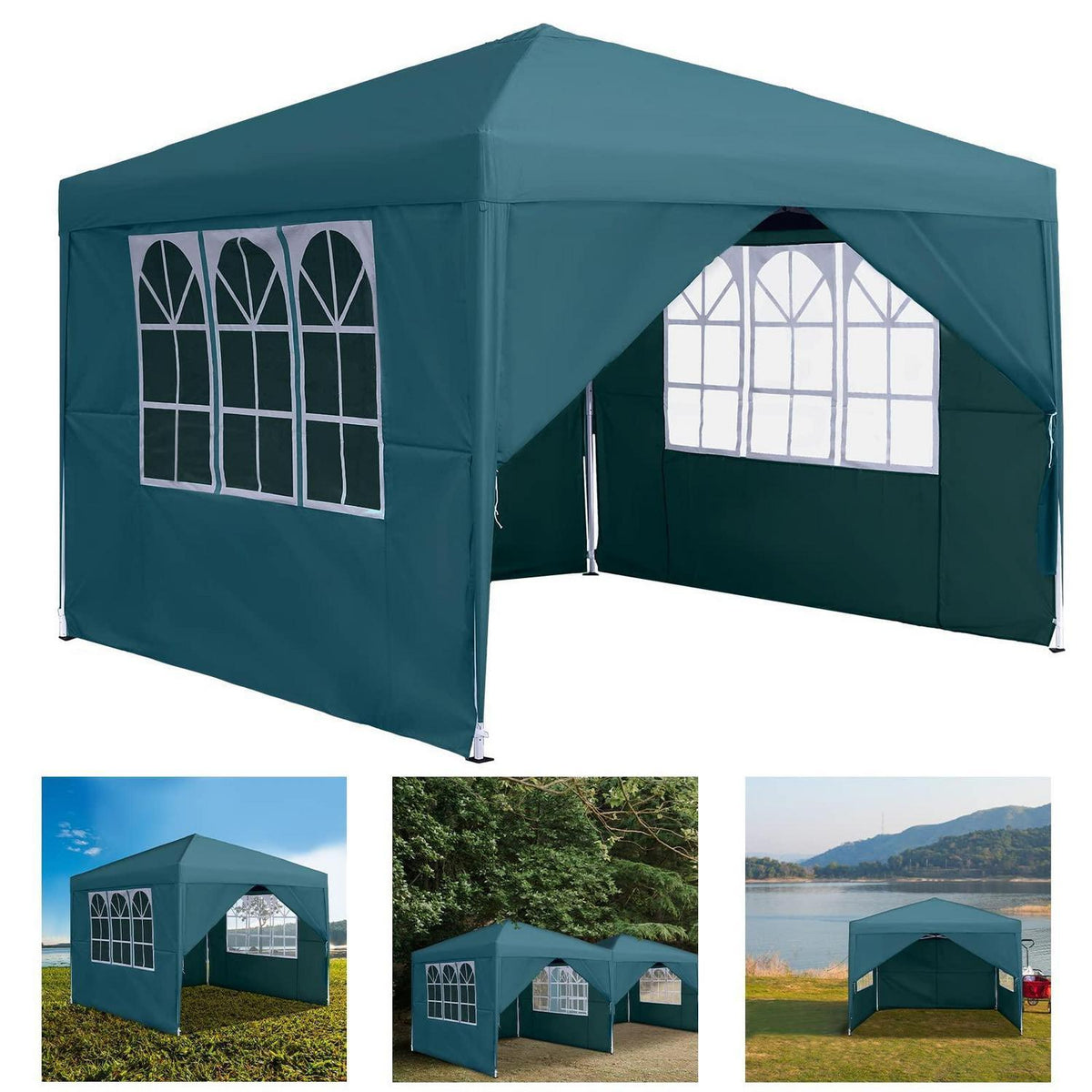 3x3m Gartenpavillon wasserdicht mit Seitenteilen