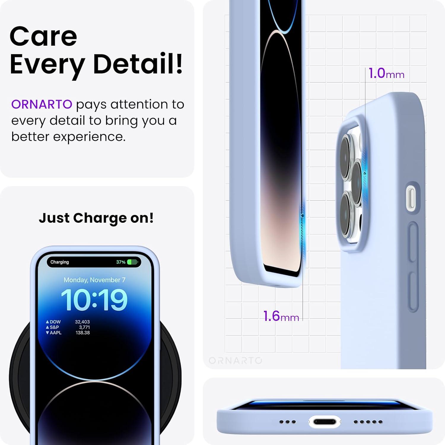 Silikonhülle für iPhone 14 Pro 6,1'' 2022 Dünn Vollschutz Babyblau