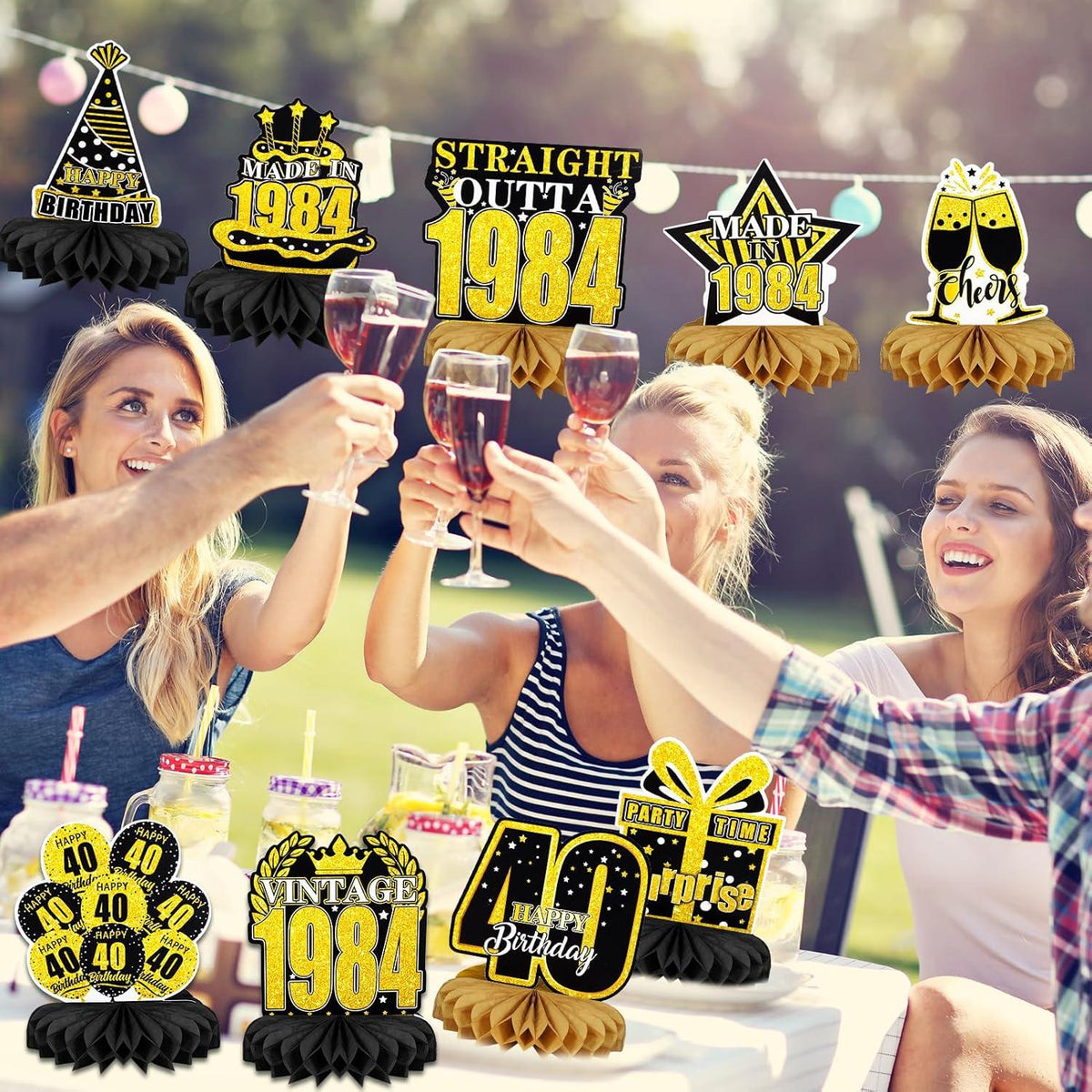 40. Geburtstag Tischdeko 9-teilig Party Deko Wabendeko für Frauen und Männer