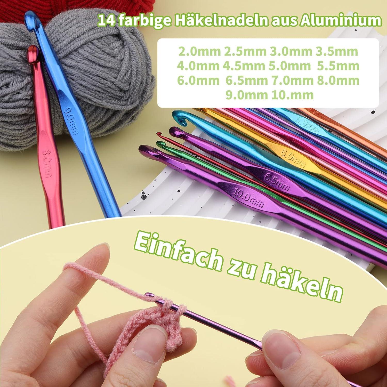 Ruasol 82-teiliges Häkelset für Anfänger mit 12 Farben Garn und Aufbewahrungstasche