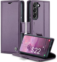 Samsung Galaxy S22 5G Handyhülle Leder RFID Flip Case 6,1 Zoll Lila
