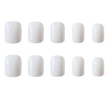 24 Stück Weiße, Eckige Nägel zum Aufkleben, Künstliche Fingernägel Glossy French Design