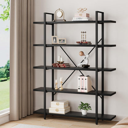 Industrielles Bücherregal 5 Ebenen Schwarz – Modernes Standregal