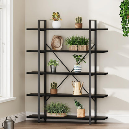 Industrielles Bücherregal 5 Ebenen Schwarz – Modernes Standregal
