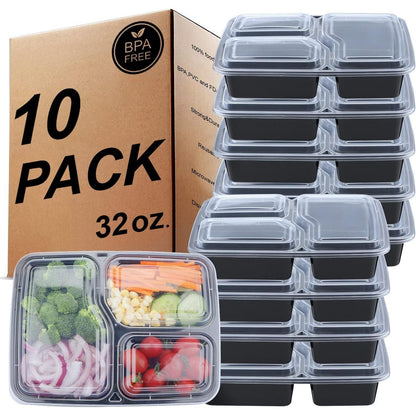 3-Fach Meal Prep Container Bento Lunch Boxen BPA Frei 10er