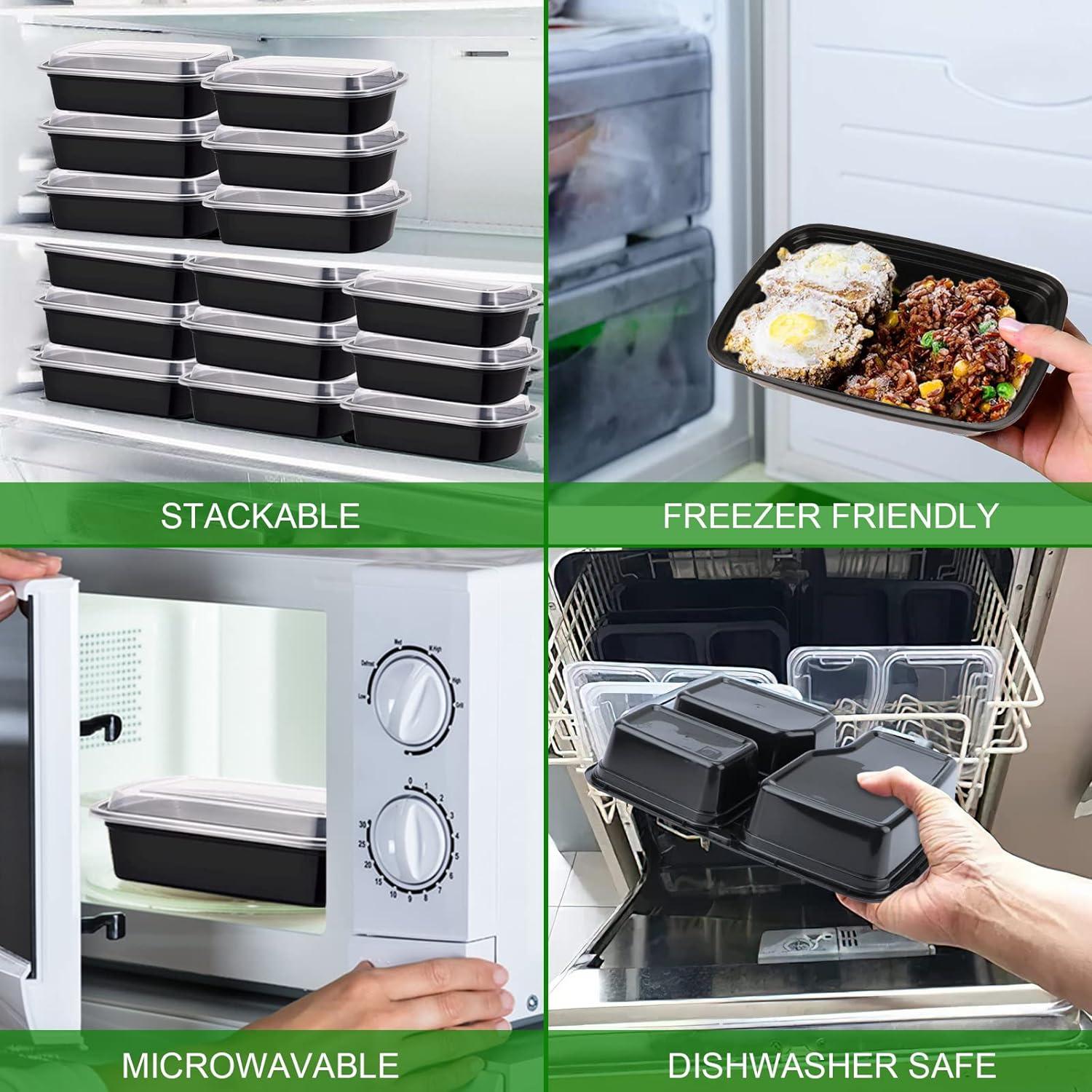 3-Fach Meal Prep Container BPA frei, luftdicht, Gefrierschrank, Mikrowelle, Spülmaschine sicher - 10er Pack 32 oz 3 Compartment 10 Pack