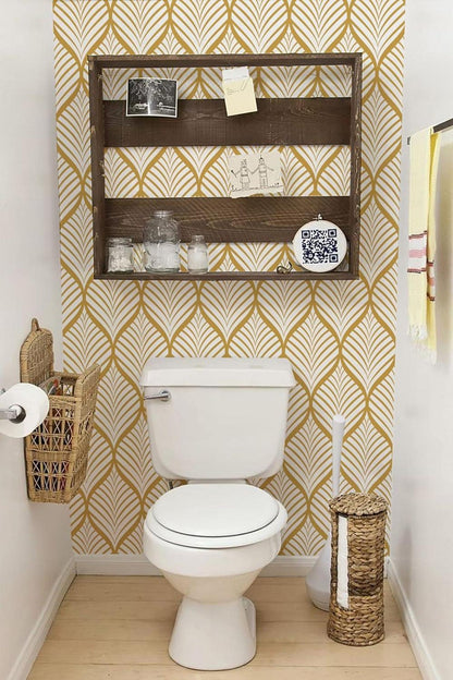 Moderne Selbstklebende Geometrische Tapete Gold-Weiß 0.4W x 6L m