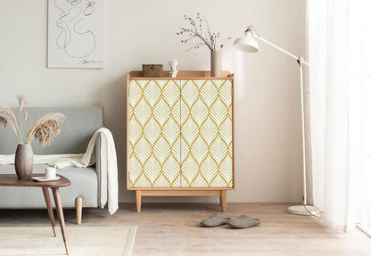 Moderne Selbstklebende Gold & Weiß Geometrische Tapete 0.4W