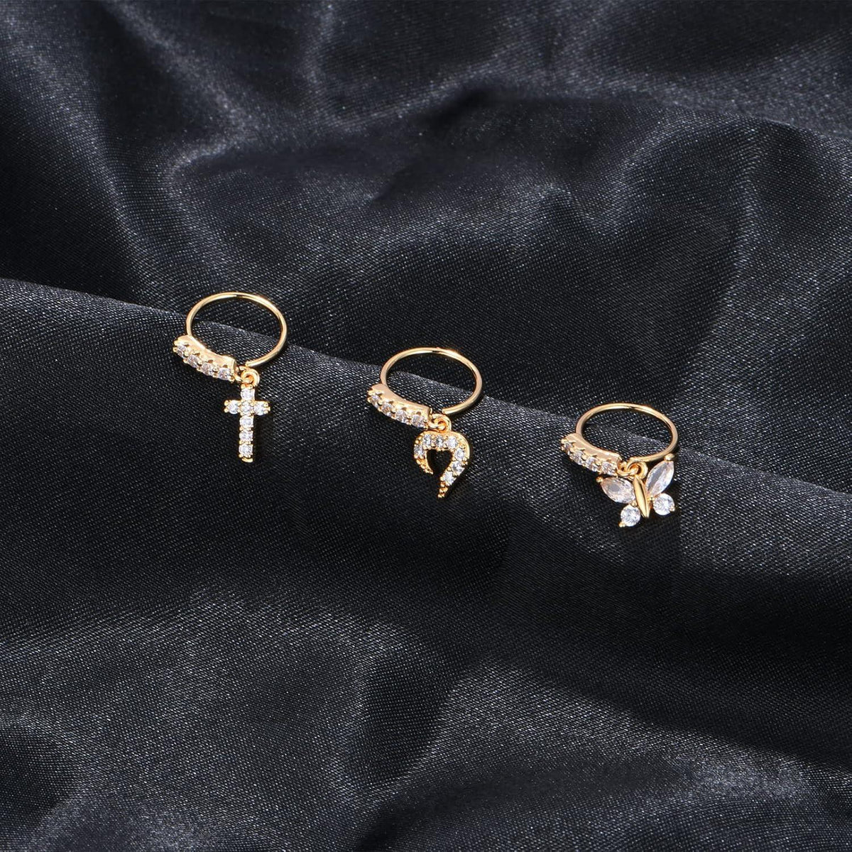 Nasenpiercing Fake 20G Chirurgenstahl Silber Rosegold 3er