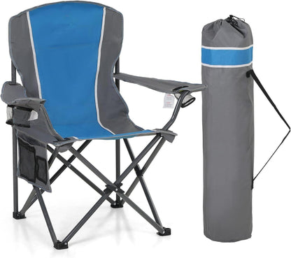 Faltbarer Campingstuhl XXL mit Getränkehalter Blau 160kg