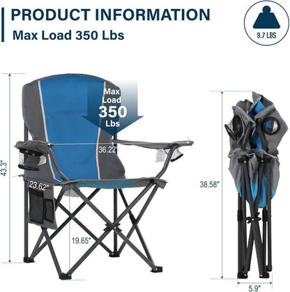 Faltbarer Campingstuhl XXL mit Getränkehalter Blau 160kg