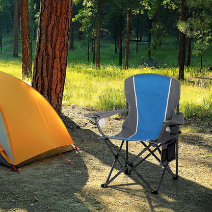 XXL Campingstuhl Faltbar 160kg Getränkehalter Kühltasche Blau