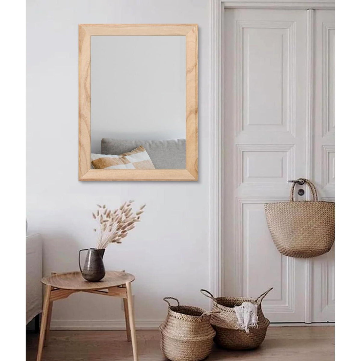 Rustikaler Wandspiegel Holzrahmen 65x45 cm – Bauernhaus Stil