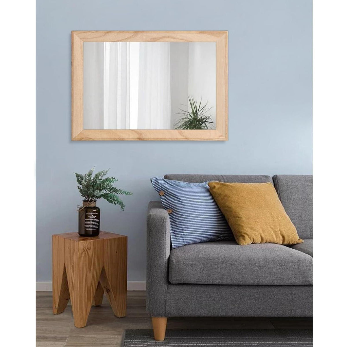 Rustikaler Wandspiegel Holzrahmen 65x45 cm – Bauernhaus Stil
