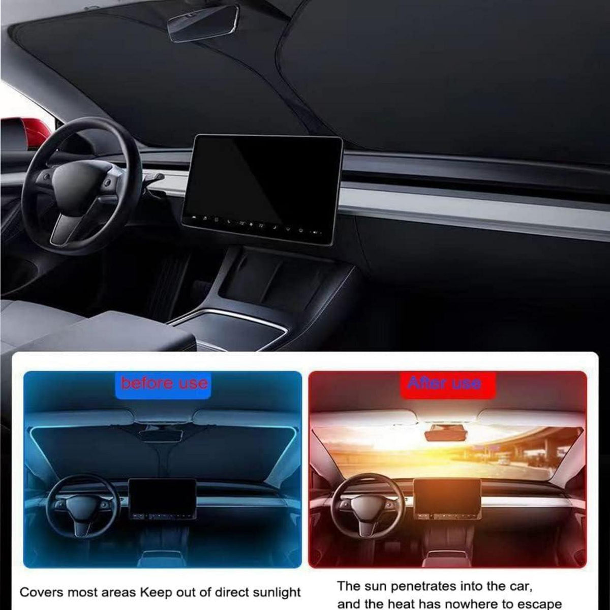 Auto Sonnenschutz Frontscheibe – Reflektierend & Faltbar 140x70cm