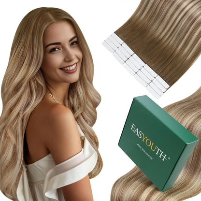 Echthaar Tape Extensions Ombre Blond 55cm - 50g
